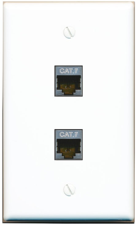 RiteAV 2 Port Cat7 Shielded Ethernet Wall Plate - Flat Style [White]