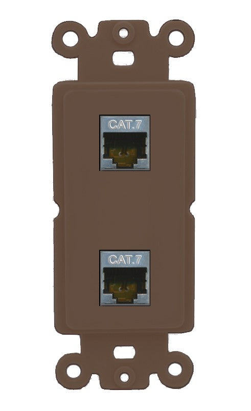 RiteAV 2 Port Cat7 Shielded Ethernet Wall Plate - Rocker [Brown/Brown]