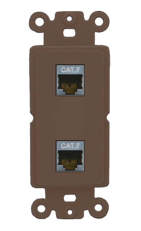 RiteAV 2 Port Cat7 Shielded Ethernet Wall Plate - Rocker [Brown/Brown]