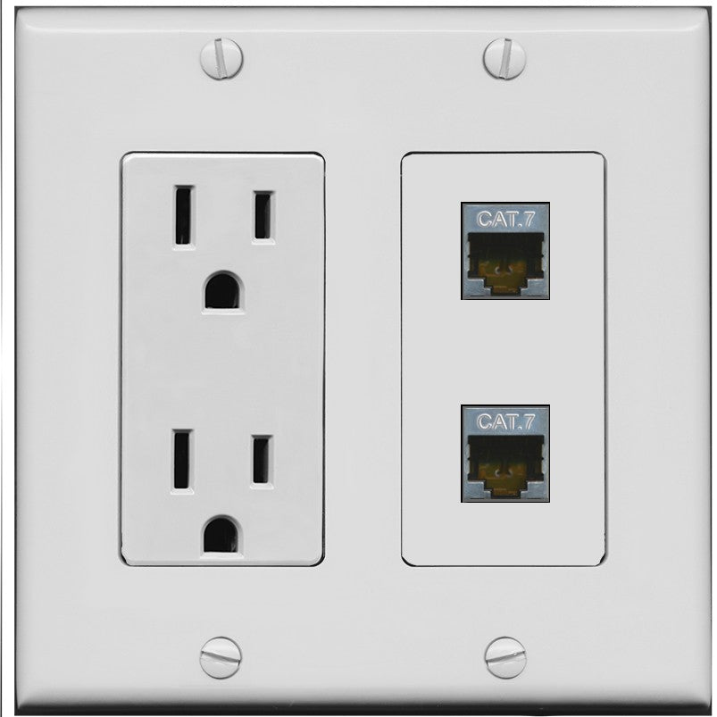 RiteAV 2 Port Cat7 Shielded Ethernet Wall Plate - Outlet [Gray/Gray]