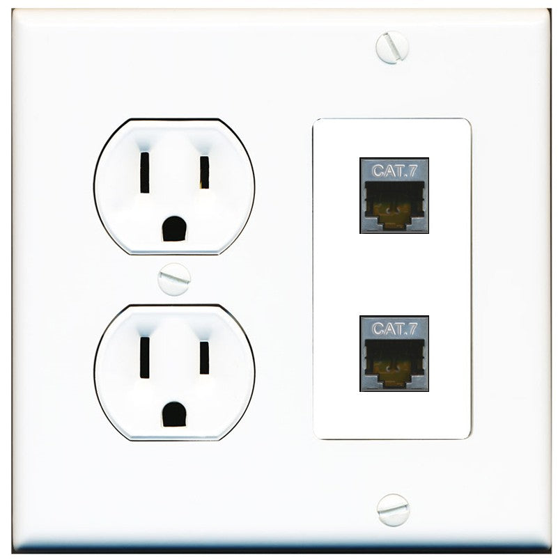 RiteAV 2 Port Cat7 Shielded Ethernet Wall Plate - Round Outlet [White]