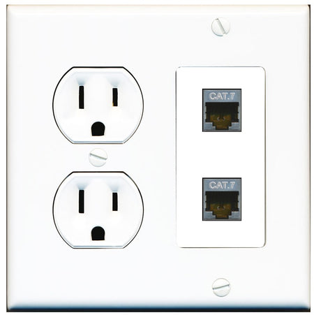 RiteAV 2 Port Cat7 Shielded Ethernet Wall Plate - Round Outlet [White]