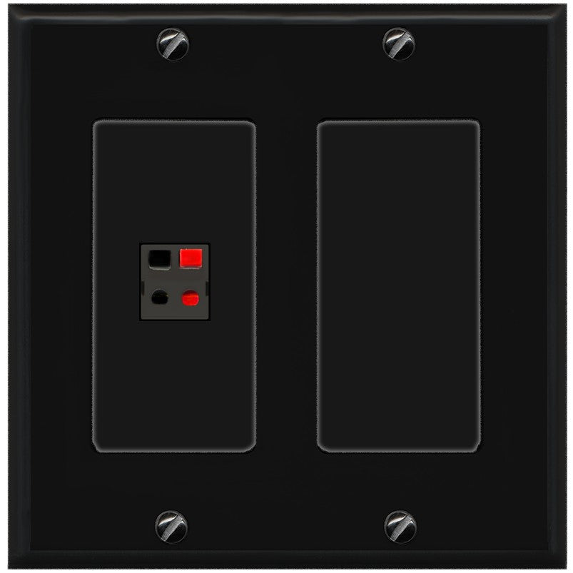 RiteAV 2 Gang 1 Port Speaker Jack Wall Plate - 2 Gang [Black/Black]