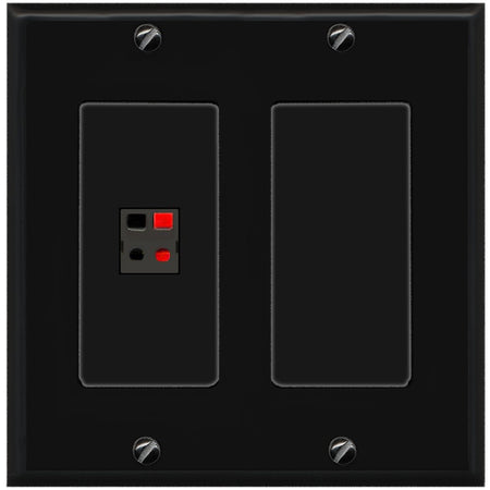 RiteAV 2 Gang 1 Port Speaker Jack Wall Plate - 2 Gang [Black/Black]