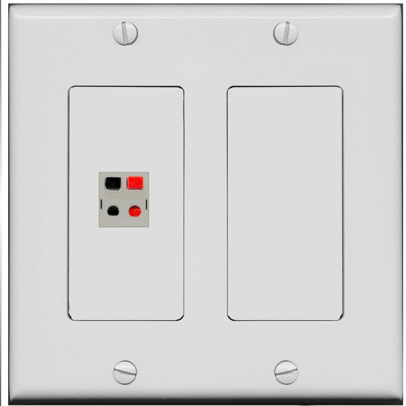 RiteAV 2 Gang 1 Port Speaker Jack Wall Plate - 2 Gang [Gray/Gray]