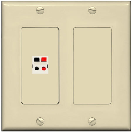 RiteAV 2 Gang 1 Port Speaker Jack Wall Plate - 2 Gang [Ivory/Ivory]