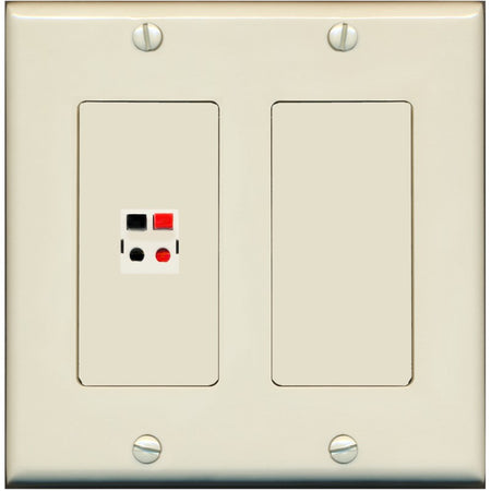 RiteAV 2 Gang 1 Port Speaker Jack Wall Plate - 2 Gang [Light-Almond]