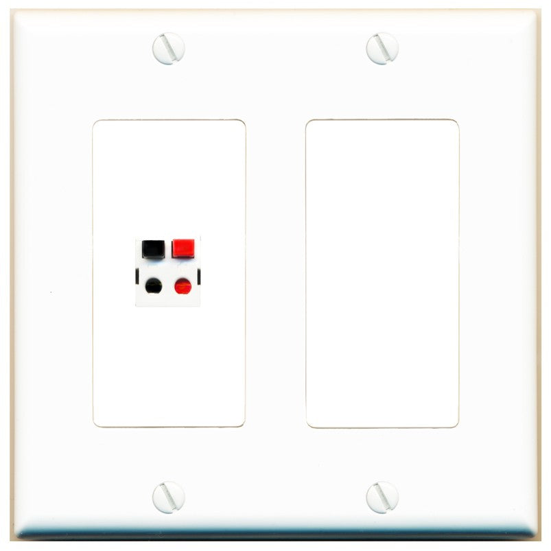 RiteAV 2 Gang 1 Port Speaker Jack Wall Plate - 2 Gang [White]