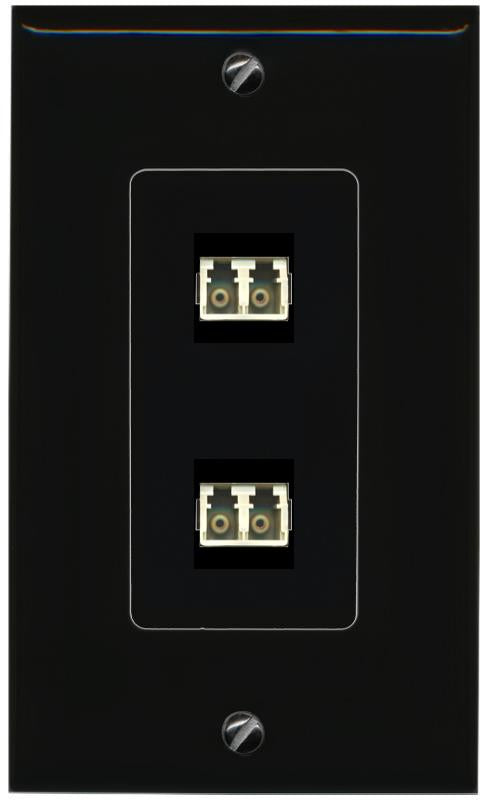 RiteAV 2 Port LC Fiber Optic Multimode Duplex Wall Plate - 1 Gang [Black/Black]