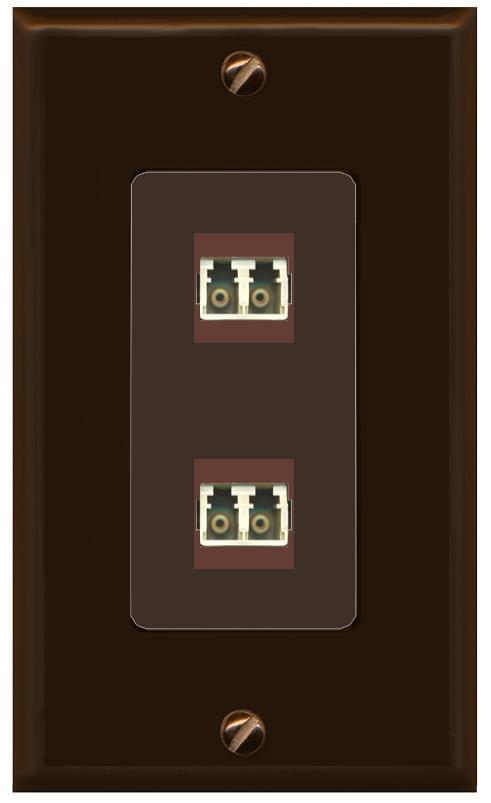 RiteAV 2 Port LC Fiber Optic Multimode Duplex Wall Plate - 1 Gang [Brown/Brown]