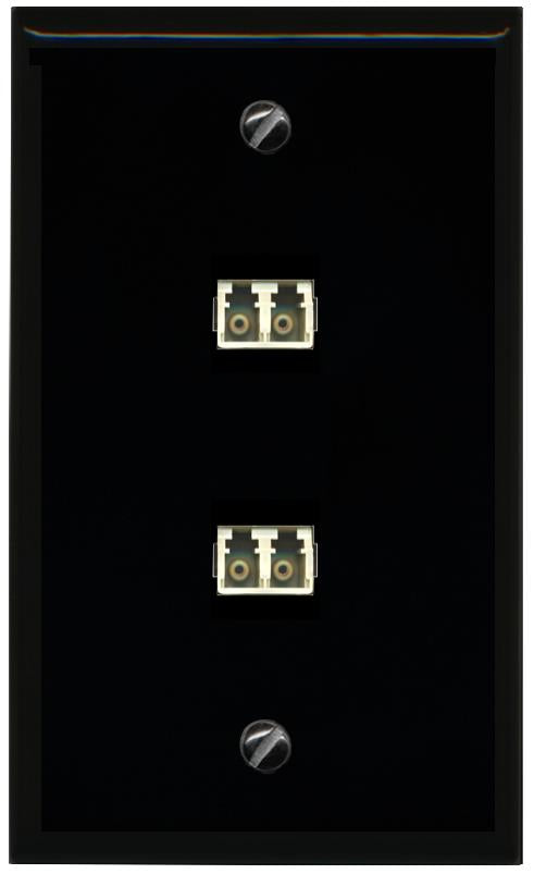 RiteAV 2 Port LC Fiber Optic Multimode Duplex Wall Plate - Flat [Black/Black]