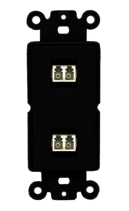 RiteAV 2 Port LC Fiber Optic Multimode Duplex Wall Plate - Rocker [Black/Black]
