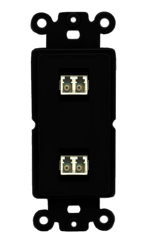 RiteAV 2 Port LC Fiber Optic Multimode Duplex Wall Plate - Rocker [Black/Black]