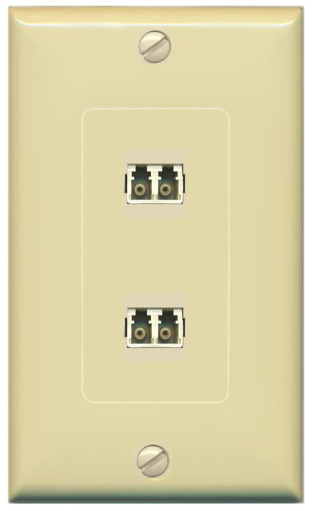 RiteAV 2 Port LC Fiber Optic Multimode Duplex Wall Plate - 1 Gang [Ivory/Ivory]