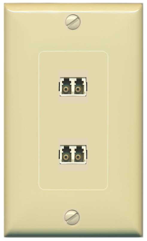 RiteAV 2 Port LC Fiber Optic Multimode Duplex Wall Plate - 1 Gang [Ivory/Ivory]