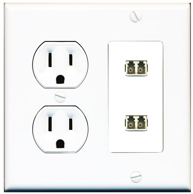 RiteAV 2 Port LC Fiber Optic Multimode Duplex Wall Plate - Round Outlet [White]