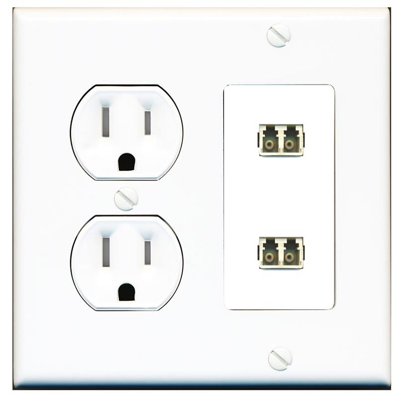 RiteAV 2 Port LC Fiber Optic Multimode Duplex Wall Plate - Tamper Proof [White]