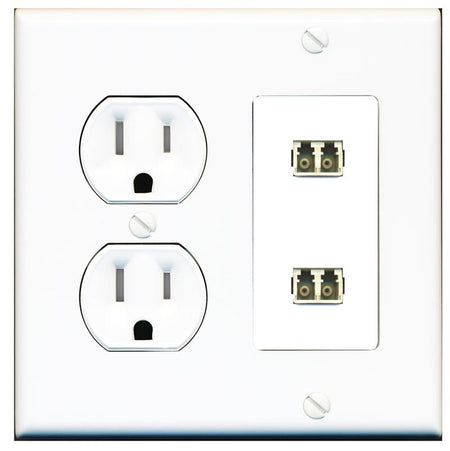 RiteAV 2 Port LC Fiber Optic Multimode Duplex Wall Plate - Tamper Proof [White]