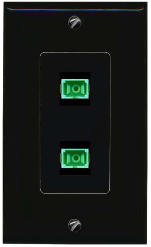 RiteAV 2 Port Fiber Optic Coupler Jack SC Simplex Singlemode APC Wall Plate-1 Gang White