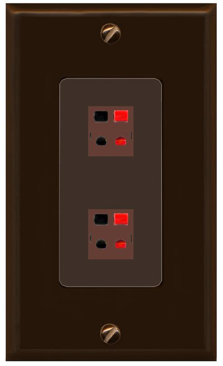 RiteAV 2 Port Speaker Wire Plug Jack Wall Plate - 1 Gang [Brown/Brown]