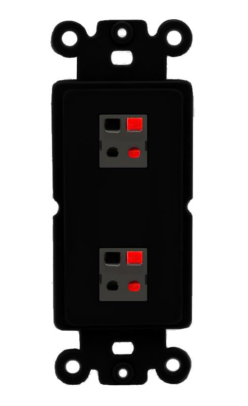 RiteAV 2 Port Speaker Wire Plug Jack Wall Plate - Rocker [Black/Black]