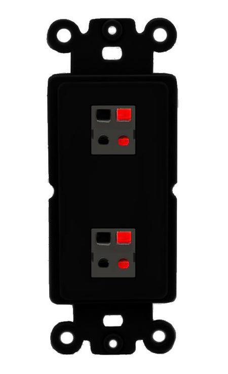 RiteAV 2 Port Speaker Wire Plug Jack Wall Plate - Rocker [Black/Black]