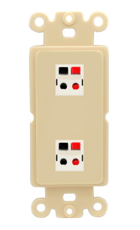RiteAV 2 Port Speaker Wire Plug Jack Wall Plate - Rocker [Ivory/Ivory]
