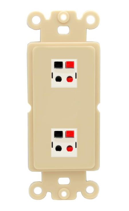 RiteAV 2 Port Speaker Wire Plug Jack Wall Plate - Rocker [Ivory/Ivory]