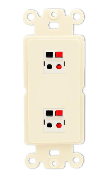 RiteAV 2 Port Speaker Wire Plug Jack Wall Plate - Rocker [Light-Almond]