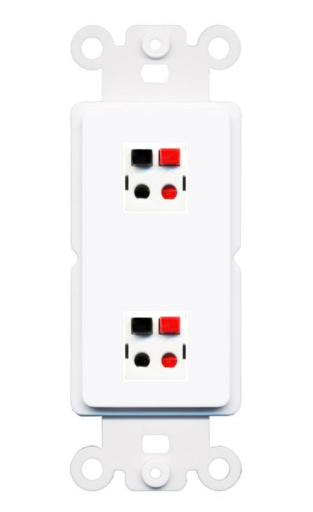 RiteAV 2 Port Speaker Wire Plug Jack Wall Plate - Rocker [White]