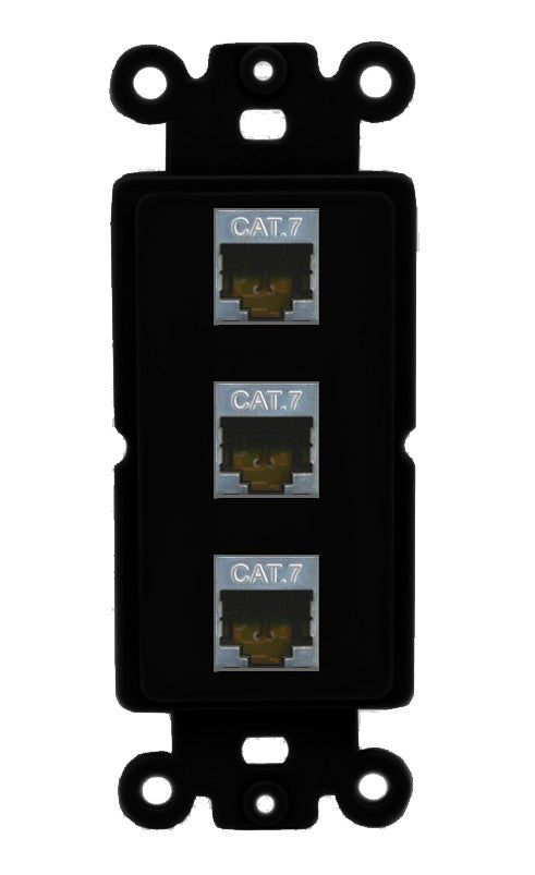 RiteAV 3 Port Cat7 Shielded Ethernet Wall Plate - Rocker [Black/Black]