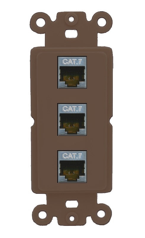 RiteAV 3 Port Cat7 Shielded Ethernet Wall Plate - Rocker [Brown/Brown]