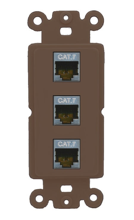 RiteAV 3 Port Cat7 Shielded Ethernet Wall Plate - Rocker [Brown/Brown]