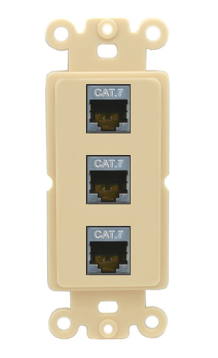RiteAV 3 Port Cat7 Shielded Ethernet Wall Plate - Rocker [Ivory/Ivory]