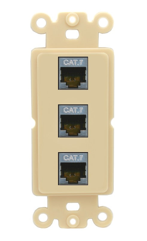 RiteAV 3 Port Cat7 Shielded Ethernet Wall Plate - Rocker [Ivory/Ivory]