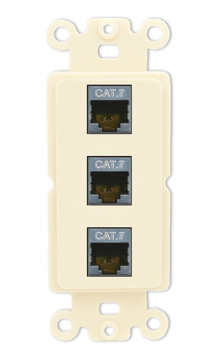 RiteAV 3 Port Cat7 Shielded Ethernet Wall Plate - Rocker [Light-Almond]