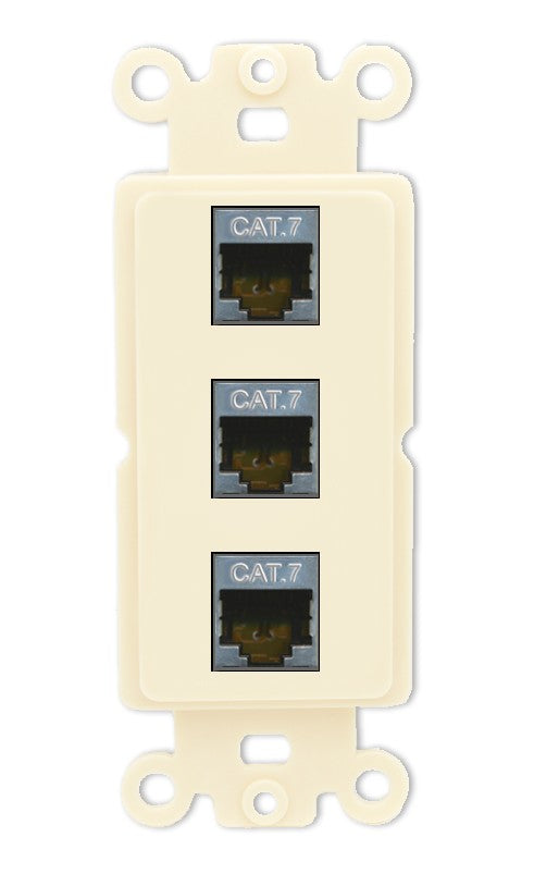 RiteAV 3 Port Cat7 Shielded Ethernet Wall Plate - Rocker [Light-Almond]