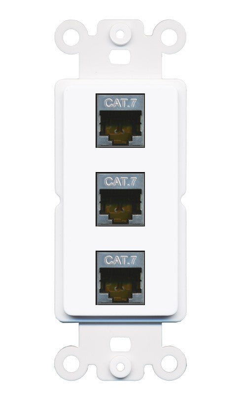 RiteAV 3 Port Cat7 Shielded Ethernet Wall Plate - Rocker [White]