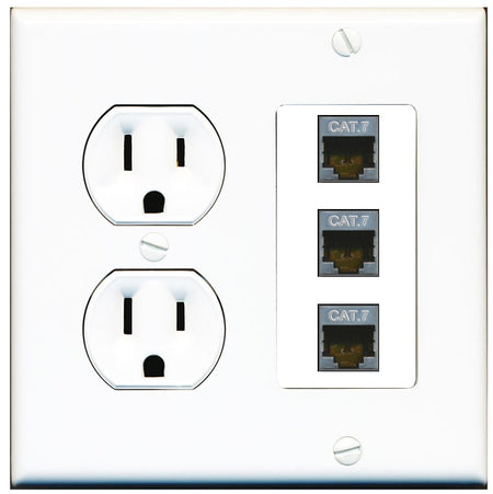 RiteAV 3 Port Cat7 Shielded Ethernet Wall Plate - Round Outlet [White]