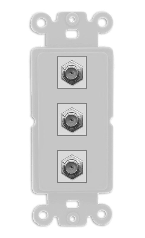 RiteAV - 3 Port Coax Cable TV- F-Type Wall Plate - Rocker [Gray/Gray]