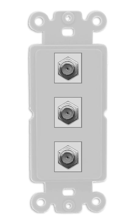 RiteAV - 3 Port Coax Cable TV- F-Type Wall Plate - Rocker [Gray/Gray]