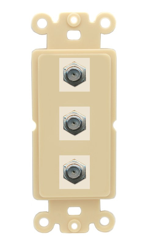 RiteAV - 3 Port Coax Cable TV- F-Type Wall Plate - Rocker [Ivory/Ivory]