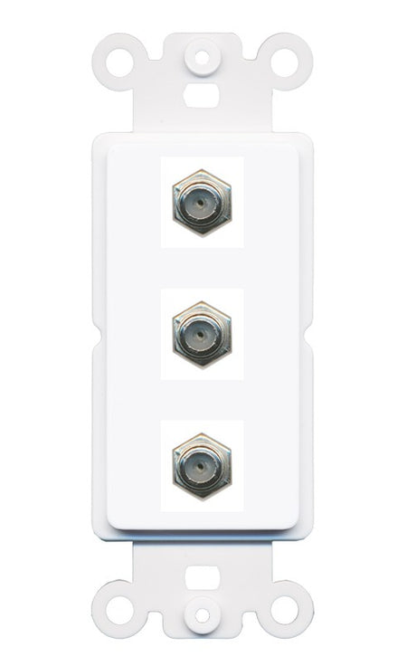 RiteAV - 3 Port Coax Cable TV- F-Type Wall Plate - Rocker [White]