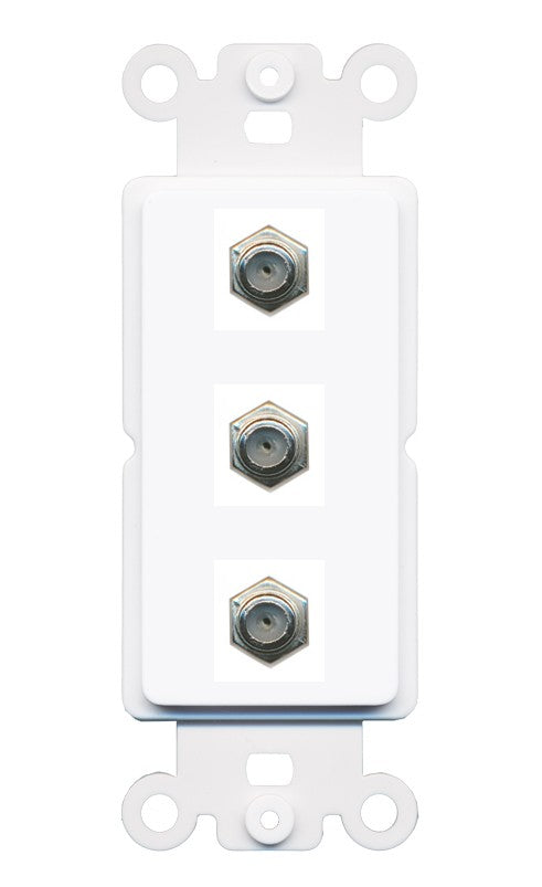 RiteAV - 3 Port Coax Cable TV- F-Type Wall Plate - Rocker [White]