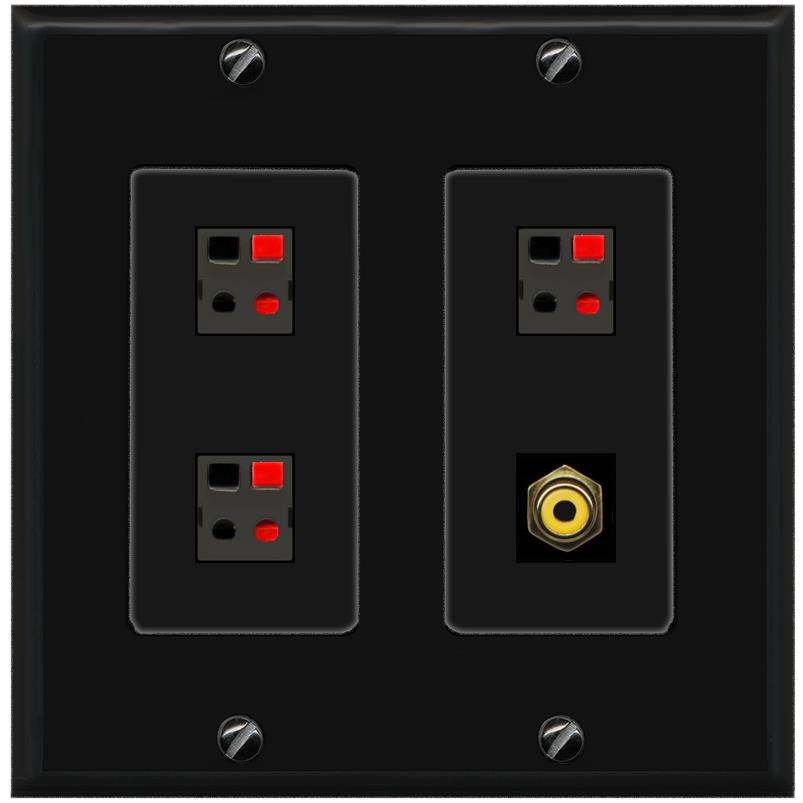 RiteAV 3.1 Speaker Female-Female Wall Plate with 1 x RCA for Subwoofer - 2 Gang [Black/Black]