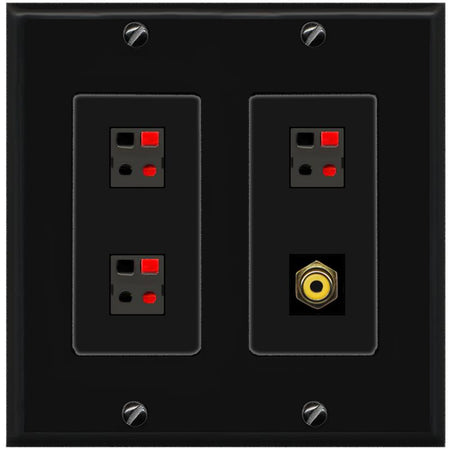 RiteAV 3.1 Speaker Female-Female Wall Plate with 1 x RCA for Subwoofer - 2 Gang [Black/Black]