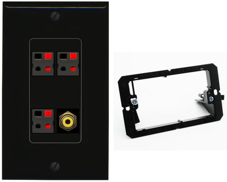RiteAV 3.1 Speaker Female-Female Wall Plate with 1 x RCA for Subwoofer - Bracket [Black/Black]