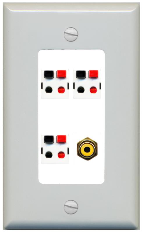 RiteAV 3.1 Speaker Female-Female Wall Plate with 1 x RCA for Subwoofer - 1 Gang [Gray/White]