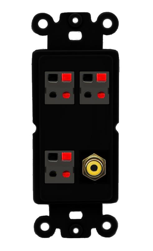 RiteAV 3.1 Speaker Female-Female Wall Plate with 1 x RCA for Subwoofer - Rocker [Black/Black]