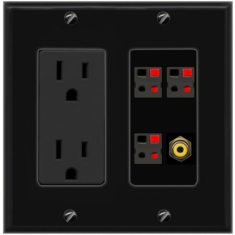 RiteAV 3.1 Speaker Female-Female Wall Plate with 1 x RCA for Subwoofer - Outlet [Black/Black]
